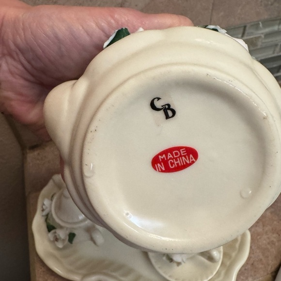 VINTAGE MAGNOLIA child’s tea set miniature collectible Grn Cream 10 piece EUC - Picture 12 of 15